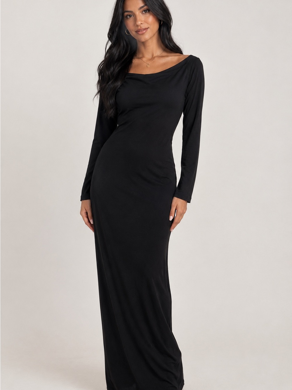 Timeless Black Long-Sleeve Maxi Dress